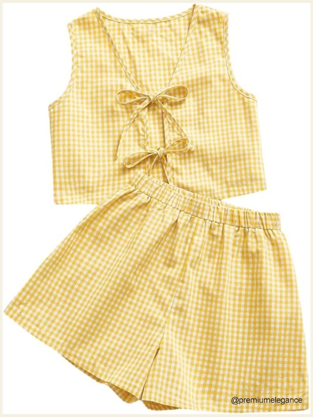 Women's Plaid Print Tank Top and Shorts 2 Piece Set, Sleeveless Tie Front